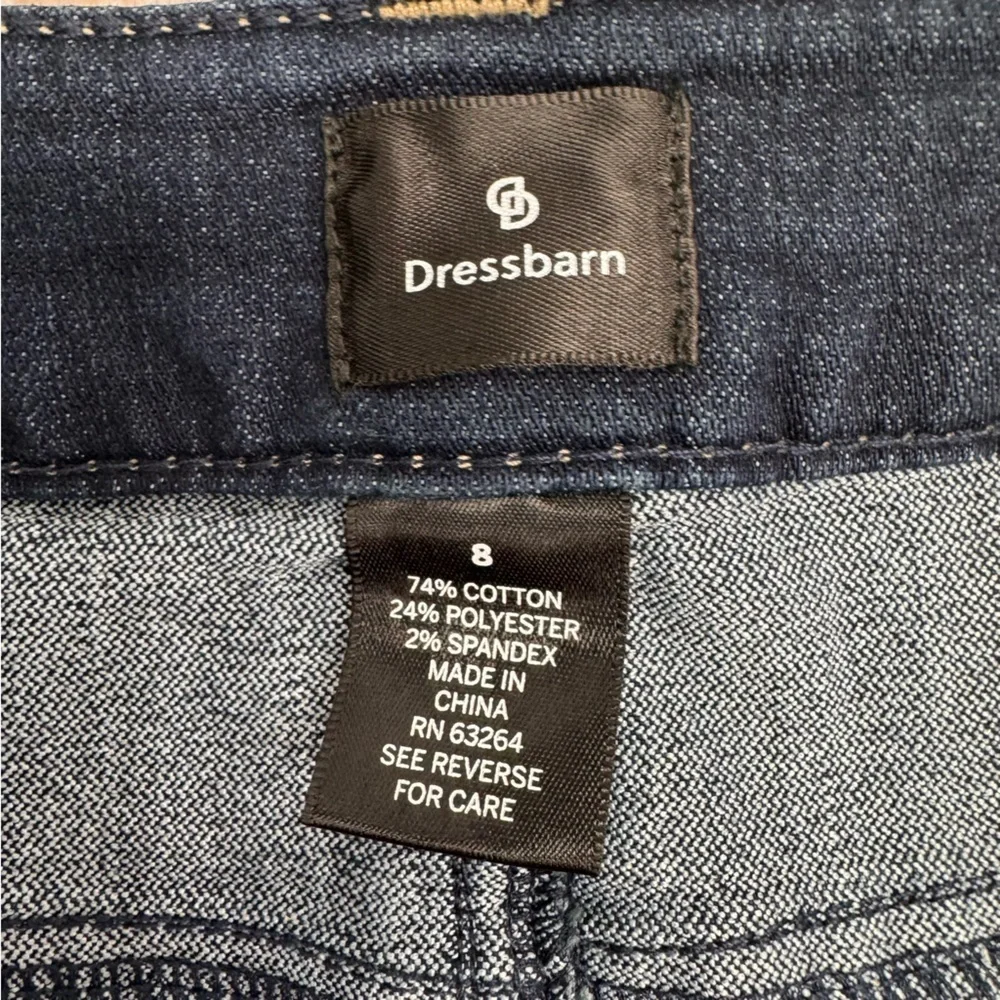 Dress Barn Slim Leg High Rise Dark Wash Denim Classic 5 Pocket Jeans Size 8 NEW - Picture 8 of 8